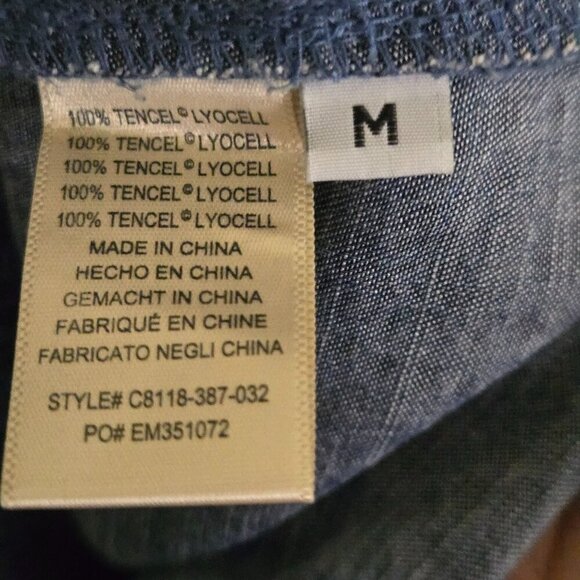 Anthropologie Cloth & Stone Floral Print Tie Front Chambray Shirt Dress Size M - Picture 7 of 7